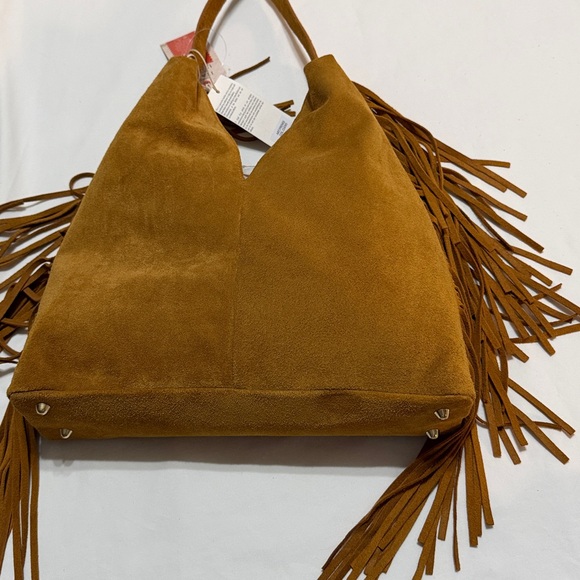Divina Firenze Fringe Genuine Leather Suede Shoulder Bag NWT - Picture 12 of 13